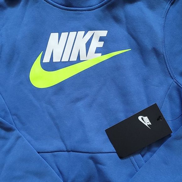 Nike Sportswear Hoodie Blue Yellow White Boys Girls Just Do It Sweatshirt - Picture 2 of 7
